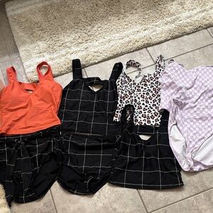 Teen Swim Bundle-Janela Bay Swimwear- Black Grid, Coral, Leopard, Lavender check